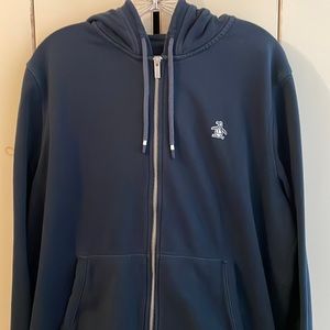 Penguin Zip Up Hoodie, Navy Blue, Large
